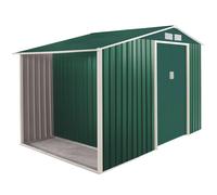CASETTA RICOVERO ATTREZZI GARDEN COTTAGE CON LEGNAIA METALLO VERDE 278x127xH195