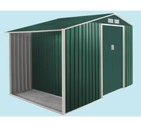 CASETTA RICOVERO ATTREZZI GARDEN COTTAGE CON LEGNAIA METALLO VERDE 278x127xH195