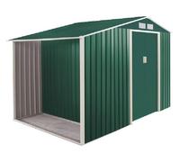 CASETTA RICOVERO ATTREZZI GARDEN COTTAGE CON LEGNAIA METALLO VERDE 278x127xH195