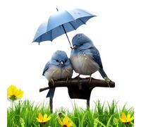 Garden Decor Stakes - Acrylic, 2D Flat Blue Bird Umbrella Ground Insert Weatherproof Windproof | Whimsical Outdoor Lawn Accent, Reusable Yard Art Insert For Front Yard, Backyard, Path