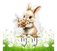 Garden Decor Stakes - Acrylic Bunny Stakes Decorative Cute Garden Stakess | Outdoor Yard Art Inserts | Cute Bunny 2D Acrylic Decorative For Yard Lawn Pathway Flower Bed Park Patio Balcony Courtyard