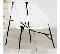 Garden Egg Chair in Black & White Poly Rattan with Powder Coated Steel Frame, Outdoor Lounge Chair for Patio, Balcony, Comfortable PE Wicker Hanging Seat, Weather Resistant, Max Load 110kg
