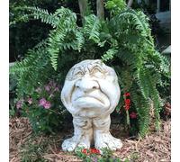 Garden Face Sculpted Flower Pot,Whimsical Face Planter with Feet,Unique Resin Flower Pot for Succulents Herbs Home Decor,Funny Expression Head Planter for Indoor Outdoor Use