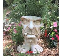 Garden Face Sculpted Flower Pot,Whimsical Face Planter with Feet,Unique Resin Flower Pot for Succulents Herbs Home Decor,Funny Expression Head Planter for Indoor Outdoor Use