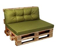 Garden Factory - Cuscini per bancali, Cuscini per divano di pallet, Seduta, Schienale o Set V1, Set (Seduta 120x60+Schienale 120x40) Lime