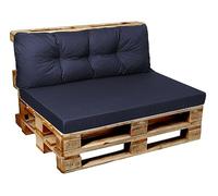 Garden Factory - Cuscini per bancali, Cuscini per divano di pallet, Seduta, Schienale o Set V1, Set (Seduta 120x60+Schienale 120x40) blu