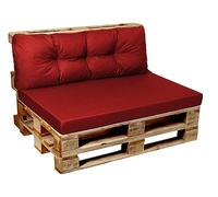 Garden Factory - Cuscini per bancali, Cuscini per divano di pallet, Seduta, Schienale o Set V1, Set (Seduta 120x80+Schienale 120x40) Rosso