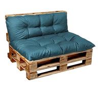 Garden Factory - Cuscino per bancale, Cuscini per Pallet, Seduta, Schienale o Set, Trapuntato, Cuscino Laterale 60x50 Turchese