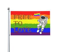 Garden Flag Astronauta Arcobaleno Lgtb Amore Libero Coutures Doubles Bandiera Decor Bannière Per Interno Eventi Home 3X5Ft