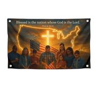 Garden Flag Blessed Is The Nation Whose God Is The Lord Decorative Flag Robuste Bandiera Pirata Bandiera Antivento Esterni For Adatto Per Uso Interno Ed Esterno Esterno Spiaggia 90x150cm