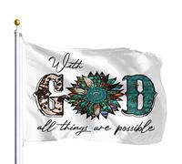 Garden Flag Con Dio Tutto È Possibile Bandiera Da Cortile Colore Vivido Bandiere Da Giardino Premium Outdoor Flag Per Calcio Vacanze Sbarra 90X150Cm