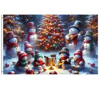 Garden Flag Cute Snowman Playing The Guitar Winter Xmas Tree Jingle Bells Bandiere Da Esterno Poliestere Outdoor Flags Bandiere Da Giardino For Esterno Barca 90x150cm