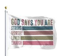 Garden Flag Dio Dice Che Sei Forte Degno E Amato Abbastanza Outdoor Flag Grande Bandiere Da Giardino Decorative Bandiera Da Cortile Per Sbarra Attività Di Strada Interno 90X150Cm