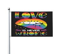 Garden Flag Gay Pride Rainbow Love Is Never Wrong Lips Colore Vivido Bandiera Resistente Ai Raggi Uv Bannière Per Esterno Activités Sportives Conferenza 3X5Ft
