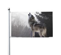 Garden Flag Lupo Ululante Giardino Esterno Colore Vivido Bannière Decorazioni Bandiere Pirata Per Raduni Parata Home 3X5Ft