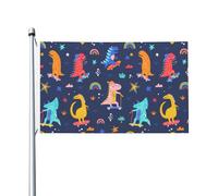 Garden Flag Modello Dinosauri Pattinatori Personalizzata Bandiere Pirata Doppie Cuciture Bannière Per Parata Esterno Eventi 3X5Ft