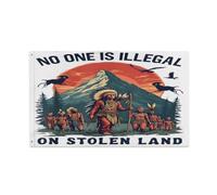 Garden Flag Nessuno È Illegale Sulle Terre Rubate Dei Nativi Americani Colore Vivido Bandiere Pirata Poliestere Bandiera Per Parata Conferenza Esterno 3X5Ft