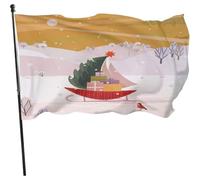 Garden Flag Snow Tree Sled Poliestere Bandiera Colore Vivido Bandiere Pirata Per Parata Activités Sportives Bar 90X150Cm
