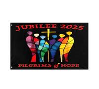 Garden Flag Vetrate Del Giubileo Cattolico Pellegrini Della Speranza Doppie Cuciture Bandiere Pirata Poliestere Bannière Per Activités Sportives Conferenza Bar 3X5Ft
