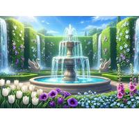 Garden Fountain 4000 Piece Jigsaw Puzzles for Adults, Colourful, Challenging & Brainteasing Adult puzzles 4000 Pieces Tulips, Fun jigsaws for The Whole Family 56x34 inch