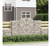 Garden Gabion Baskets 13 Pcs 200x30x120/140 cm Galvanized Steel Arc Design Windbreak Noise Barrier Decorative Rock Wall Outdoor Landscaping
