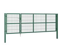 Garden Gate with Posts 350 x 120 cm Steel Green - Durable Fencing Solution for Outdoor Spaces, Privacy and Security Barrier for Homes and Gardens