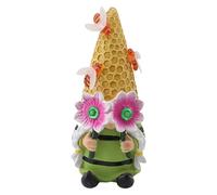 Garden Gnome Statue - Bee-Themed Garden Figurine with LED Solar Powered Light Function and UV-Resistant, Resin Sculpture for Yard, Porch, Patio, Balconies, Weather Friendly Resin, 8.86x4.13x3.94inches