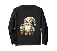 Garden Grandpa Gnome With Watering Can And Daisy Flowers Maglia a Manica