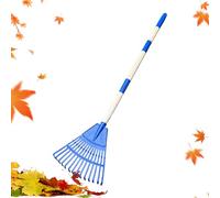 Garden Grass Rake - 7.87 Inches 14-Tine Leaf Cleaning Tool for Lawn Care, Fast Sweeping with Easy Handling Function, Outdoor Rake for Yard Gravel Deck Patio Landscaping, Steel Green, Compact Packaging