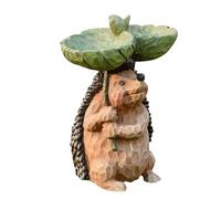 Garden Hedgehog - Statua con alimentatore per uccelli | Figura con bagno per uccelli | Scultura paesaggio in resina | Ornamento del cortile del prato | animale giardino arte scultura a prova