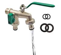 Garden Hose Splitter - Outdoor Faucet Valve, Double Spout Joint | Outlet High Pressure Watering Connection, Heavy Duty External Courtyard Lawn Laundry Attachment For Efficient Irrigation Use