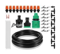 Garden Irrigation System Kit | 8m Drip Irrigation with 10 Adjustable Nozzles | Water Saving Misting Kit for Greenhouse/Flower Bed/Vegetable Garden | Easy Connect PVC Tubing