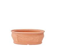 Garden Italia Vasi Fiorera ovale con ghirlande per fiori ACOG cm.40 - alt.16 cm in resina color Impruneta Made in Italy per esterno e interno - resistente al gelo - leggero