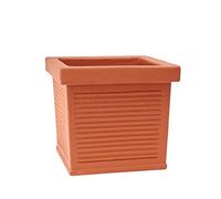 Garden Italia Vasi Vaso per Piante Quadro millerighe GQM Lato 37 cm Alt.34 cm Made in Italy in Resina Color Terracotta - Resistente al Gelo - Antiurto Leggera Classica