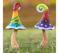 garden mile 2 funghi in resina multicolore per interni ed esterni a forma di fungo