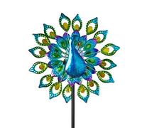 Garden Mile Girandole a vento extra large per ornamenti da giardino ad energia solare esterna Led cinetico Wind Spinner sculture per cortile palo di terra pavone ornamenti da giardino luce solare