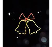 Garden Mile Grande Singolo Fischi, Ronzii, Fruscii Natale Campane Multi-Azione Luce a Corda Figura Pre-illuminate con Oro & Rosso Luci Led Impermeabile Interni o Decorazione di Lucine 50cm