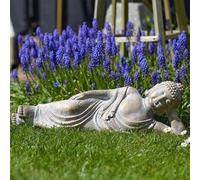 Garden Mile Grandi ornamenti Buddha sdraiato del Buddha della fortuna per la casa e il giardino - Ornamenti da giardino per la meditazione Fung Shui Impermeabili Decorazioni da giardino per interni o