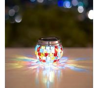 Garden Mile Lanterna a mosaico a LED a energia solare, multicolore, illuminazione esterna per giardino, decorazione da tavolo, piccola lampada da giardino a LED per esterni
