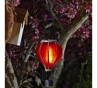 Garden Mile Palloncino Fiesta, lanterna da appendere a mongolfiera, realistica, ad energia solare, in metallo, colorata, per uso interno ed esterno, novità per illuminazione da patio (rosso)