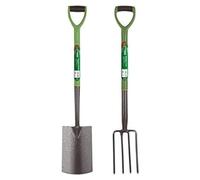 Garden Mile Set di 2 forchette e vanga da giardino con forchetta e vanga per bordura per attrezzi da giardinaggio, in acciaio al carbonio resistente, con manico lungo, set ideale per rimuovere il