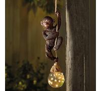 Garden Mile Statua a forma di scimmia, ornamento da giardino solare, lanterna solare da appendere, scultura in resina impermeabile con luci a LED, ornamento da giardino per esterni, regalo per