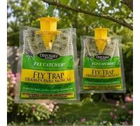 Garden Mile Trappola per mosche usa e getta con esca attrattiva, confezione da 2 - Sacchetti per cattura mosche da appendere all'aperto, trappola per mosche e vespe non tossica, per giardino, patio