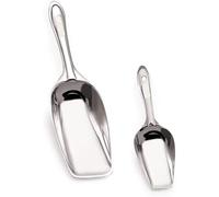 Garden Of Arts Paletta per ghiaccio in acciaio inox, paletta per popcorn, paletta da cucina resistente, lavabile in lavastoviglie, piccole e grandi dimensioni (1 confezione ciascuna, argento)