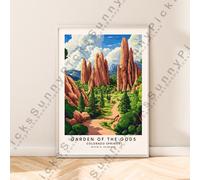 Garden Of The Gods Illustrazione Stampa Colorado da Viaggio Poster Decoro