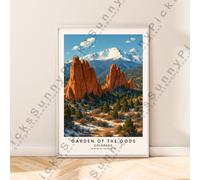 Garden Of The Gods Muro Stampa Colorado da Viaggio Poster Illustrazione Art