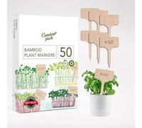 Garden Pack - 50 etichette per piante in legno di bambù, con scatola di imballaggio, perfette per piante da esterno e fiori da interno, erbe aromatiche