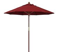 Garden Parasol Parasol Umbrella Red Outside Patio Market Table Umbrella, Beach/Garden/Pool/Balcony Parasol with Wood Pole, Portable Sun Shade Canopy,-Red-2.1m/6.8ft