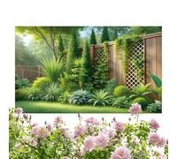 Garden Photography Backdrop - 210×150cm 7×5 FT Polyester Outdoor Scene Background with 10m Rope | Wedding Party Decoration Banner, Picnic Photo Booth Curtain, Floral Garden Wall Hanging Cloth,
