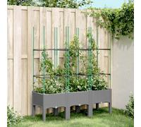 Garden Planter with Trellis Light Gray 120x40x142.5cm PP Outdoor Flower Pot for Climbing Plants Patio Balcony Decoration Raised Bed Vegetable Grower